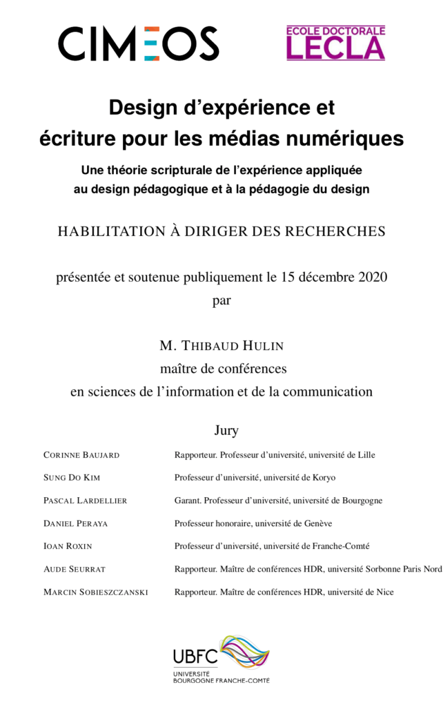 Design d’expérience et écriture numérique