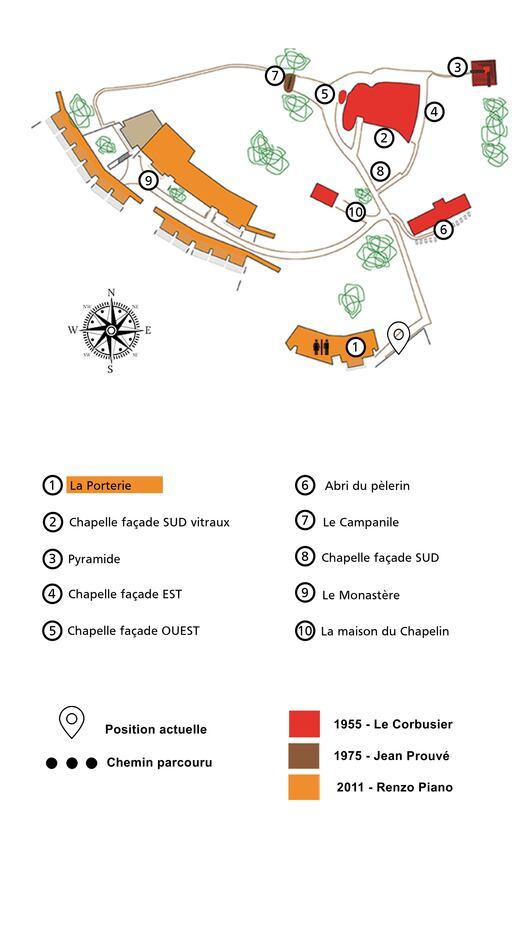 Chapelle Notre-Dame-Du-Haut, Patrimonia, jeu Agent 001. Plan de situation du joueur dans le site.