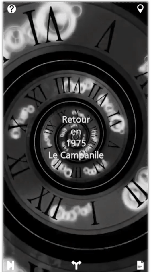 La séquence « porte du temps » permet de rejoindre une nouvelle époque. Chapelle Notre-Dame-Du-Haut, Patrimonia, jeu Agent 001.