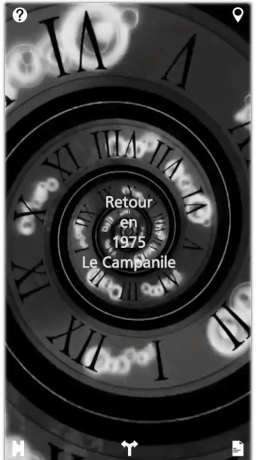 La séquence « porte du temps » permet de rejoindre une nouvelle époque. Chapelle Notre-Dame-Du-Haut, Patrimonia, jeu Agent 001.